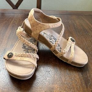Aetrex Jillian Braided Quarter Strap Sandal Womens US 9.5 EU 40 Cork Leather